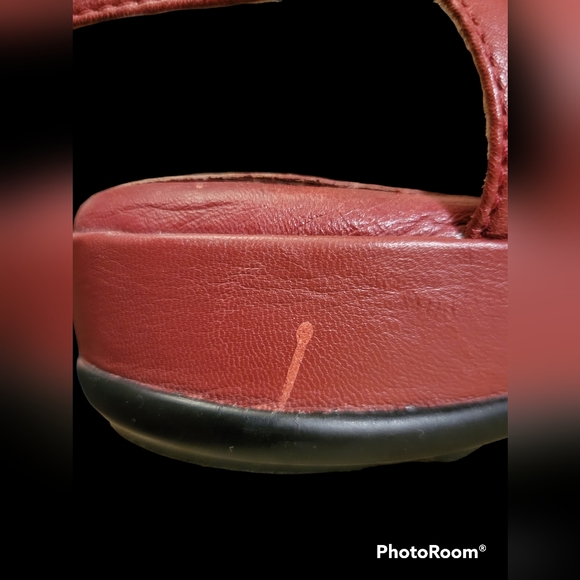 Clarks 8 Sandals Leather Burgundy - Picture 5 of 7